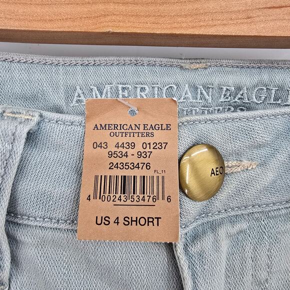 NEW American Eagle AEO Denim Distressed Skinny Jeans Light Wash Size 4 Short - Picture 5 of 16